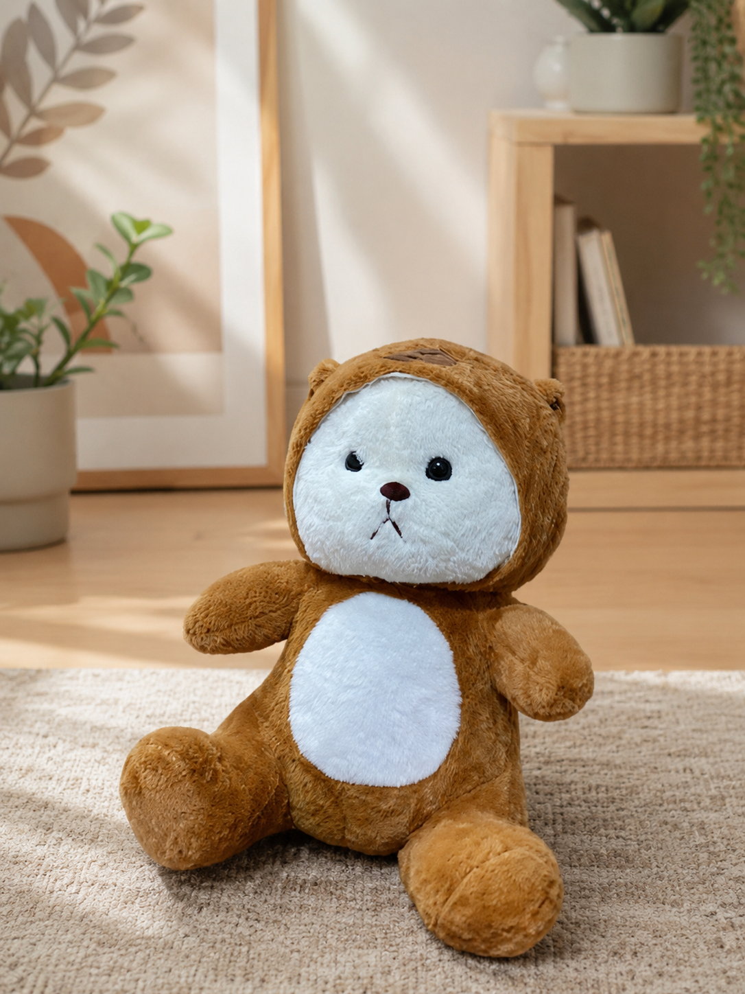 Cocoa Brown Teddy Bear – Soft Hooded Cuddle Plush