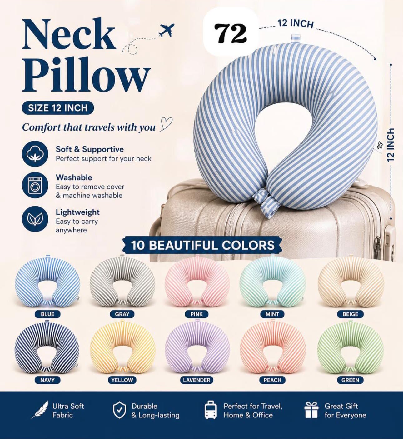 Travel Neck Pillow – 12 Inch